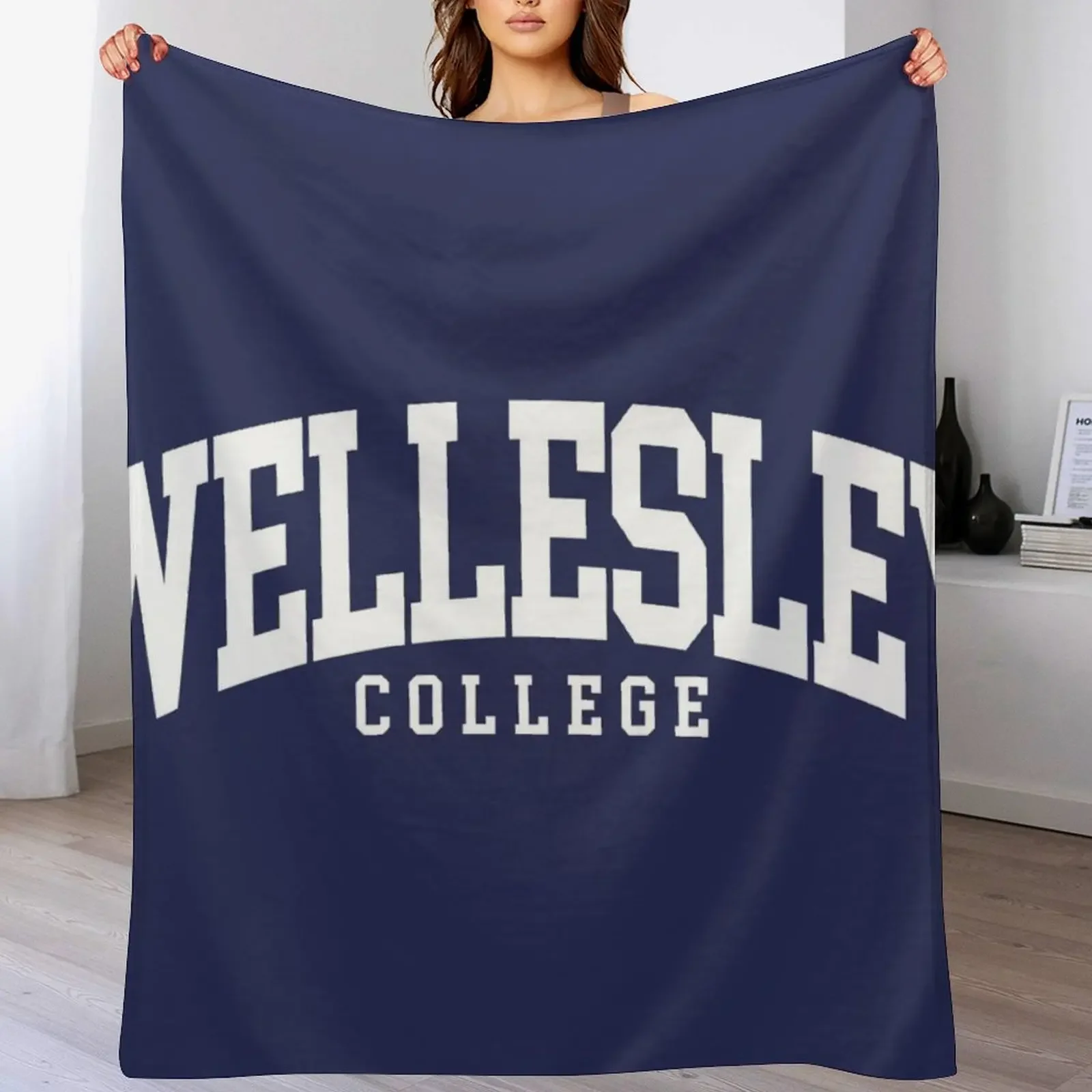 wellesley - college font curved Throw Blanket Polar Soft Plush Plaid Blankets