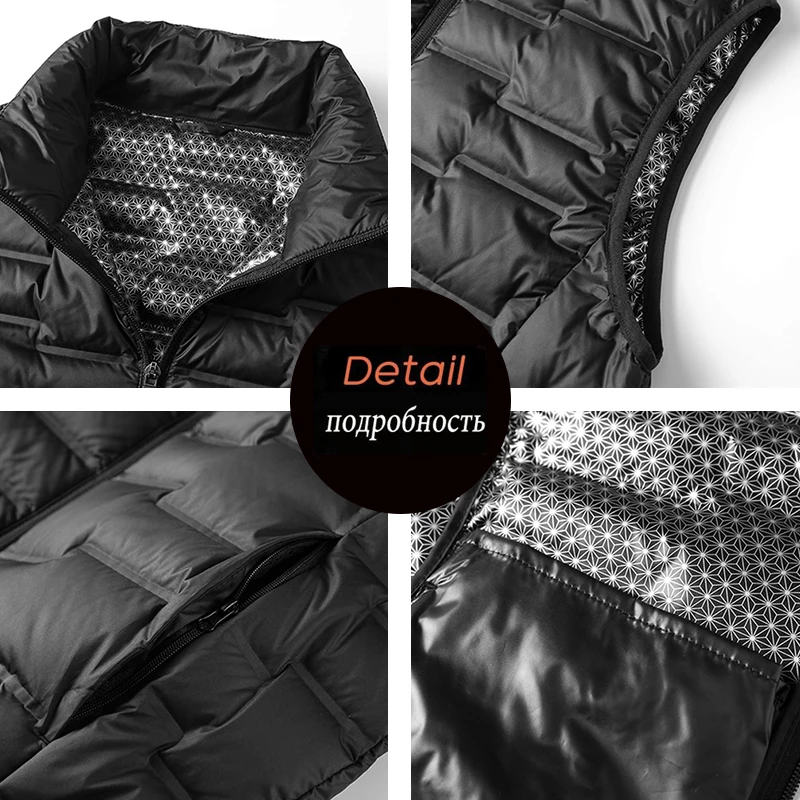 Men Winter New White Duck Down Vest Stand Collar Windproof Waterproof Warm Waistcoat Men Ultralight Casual High Quality Vest Man