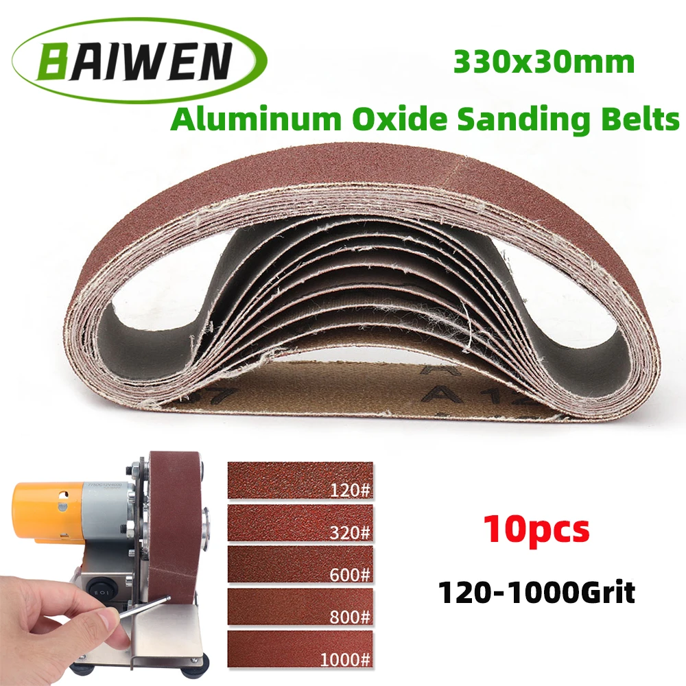 Taśmy szlifierskie 330x30mm 120/320/600/800/1000 Asortyment ziaren Szlifowanie metalu Taśmy aluminiowe Polerka Szlifierka tlenkowa