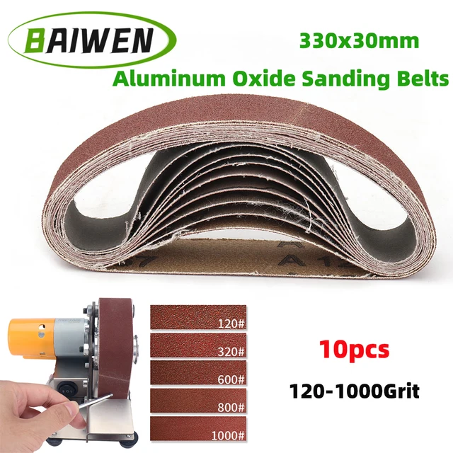 Taśmy szlifierskie 330x30mm 120/320/600/800/1000 Asortyment ziaren Szlifowanie metalu Taśmy aluminiowe Polerka Szlifierka tlenkowa