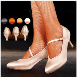 Standard Frauen Tanz schuhe Tan Satin High Low Heel Damen Ballsaal Tanz schuhe weiche Laufsohle moderne Tanz schuhe High Heel