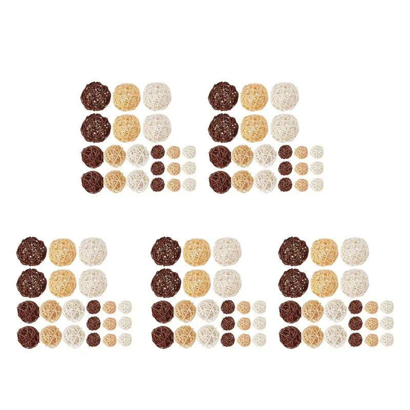 PORK-105 Pcs/Lot Mixed 3 Colors Rattan Balls Vase Fillers For Wedding Party Christmas Decoration, Three Size(3Cm/5Cm/7Cm)