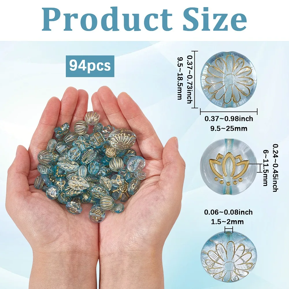 2-sacos-de-contas-de-acrilico-transparentes-com-detalhes-metalicos-formas-mistas-azul-celeste-profundo-95~25x95~185x6~115mm-furo-15~2mm-47-pecas-saco