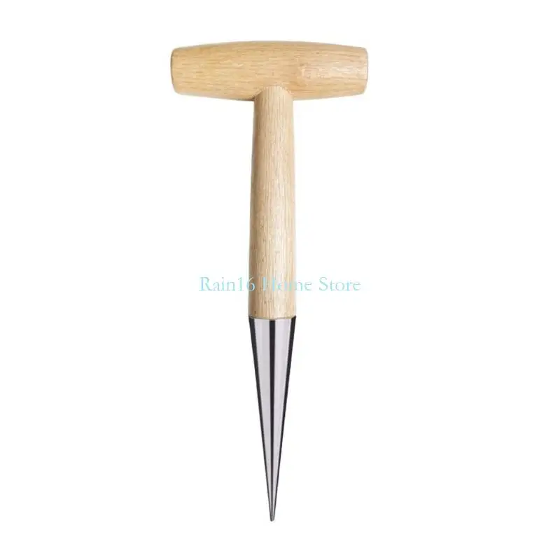 

02DB Hand Dibber Stainless Steel Sow Dibbler with Handle Garden Hole Tool