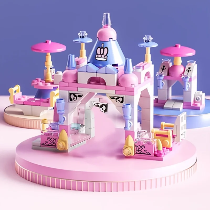 6-in-1 Girls Castle Building Block Kit - Create Unique Structures with Deformable Combinations Compatible with LEGO!