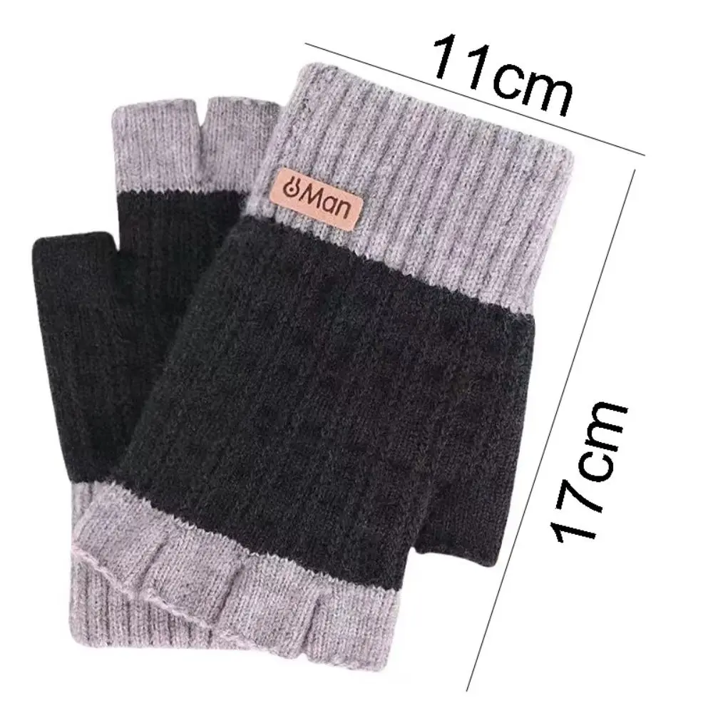 Trendy Thicken Knitted Gloves Thermal Women Men Half-finger Gloves Winter Warm Gloves