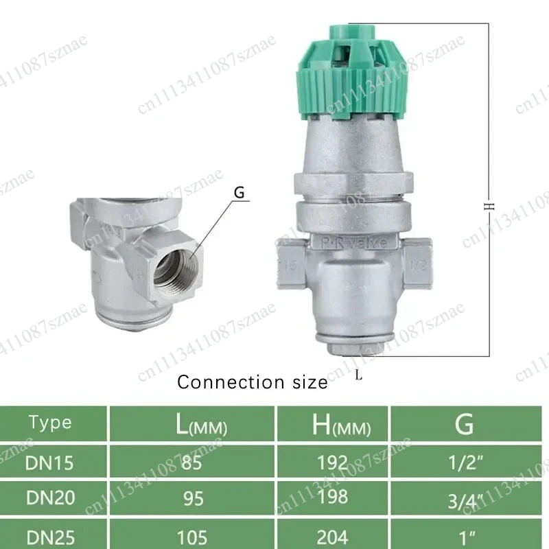 Stainless Steel High Temperature Steam Pressure Reducing Valve, Internal Thread Corrugated Tube Type, DN15-25, Adjustable