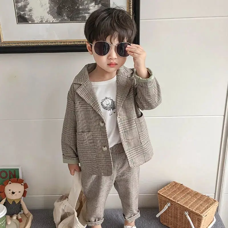 Kid Boys Spring and Autumn Suit Boys Baby Suit Clothes New Children\'s Clothing Casual Tops + Pants 2 Piece Set Formal Wear