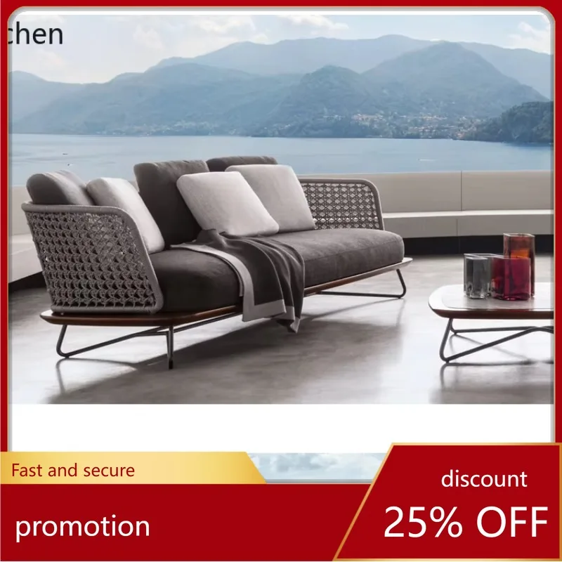 HT Casual Outdoor Rattan Sofa Outdoor Balcony Garden Open-air Waterproof Rattan Chair Furniture