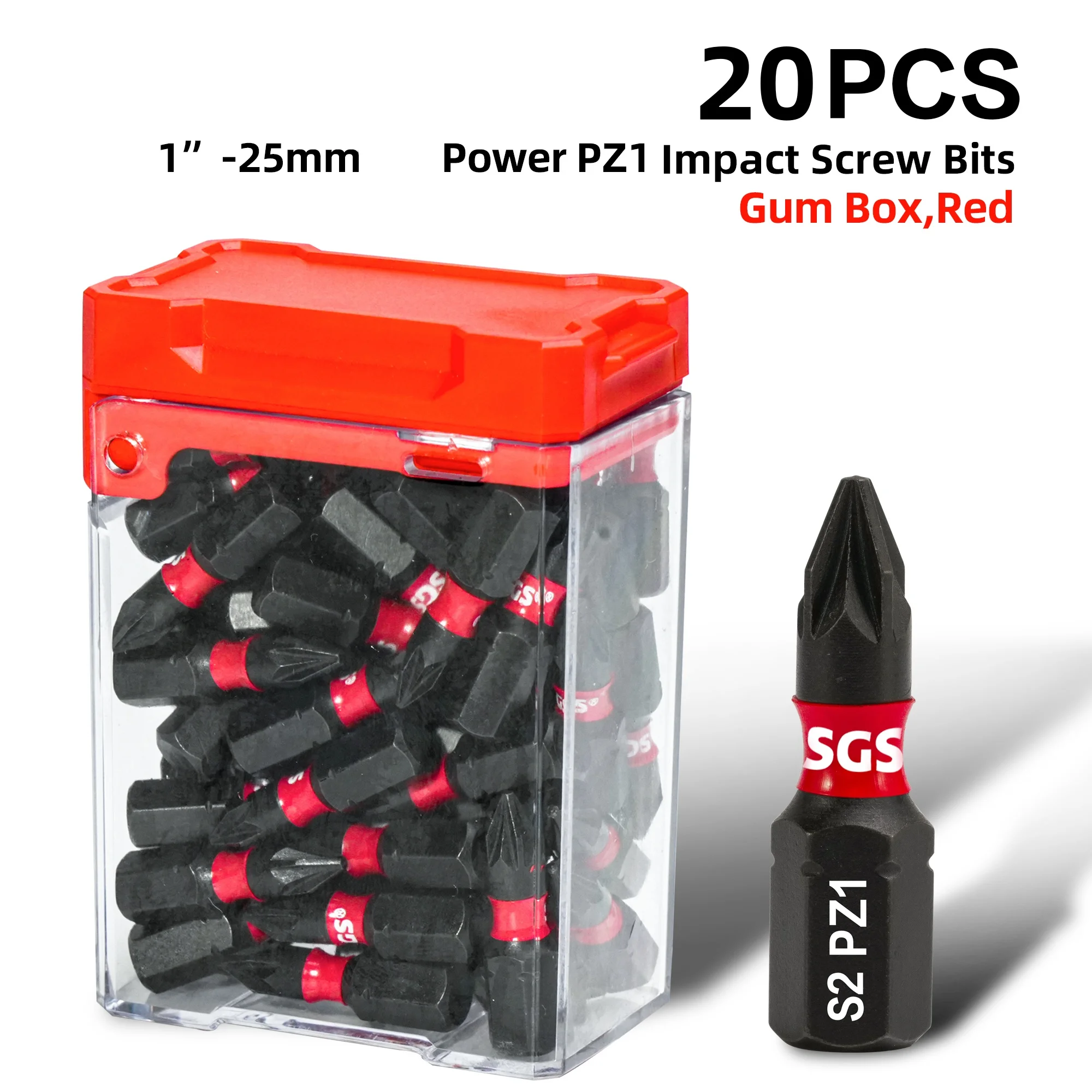 Titanium Steel! Super Practical 20-Piece Set of Pz1/Pz2/Pz3 Multi-Model Impact Bits, S2 Steel Magnetic Electric Screwdriver Bits, 25mm Short Version with Box, Suitable for Electric Drills / Impact Drivers view 3