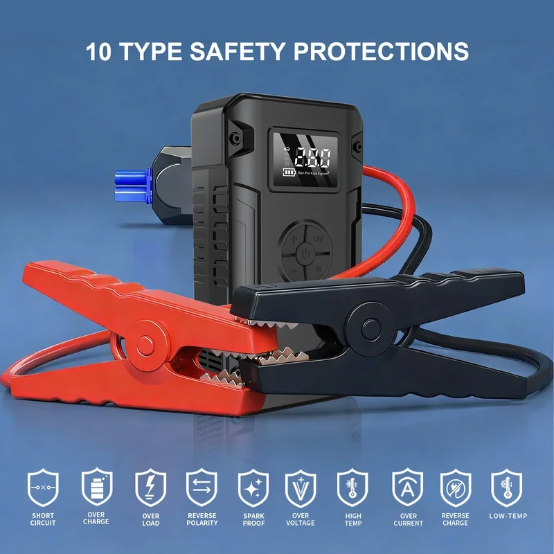 AA+ Car Jump Starter 320A Peak 150PSI Tire Inflator Air Compressor 8000mAh Power Bank LED SOS Emergency Light