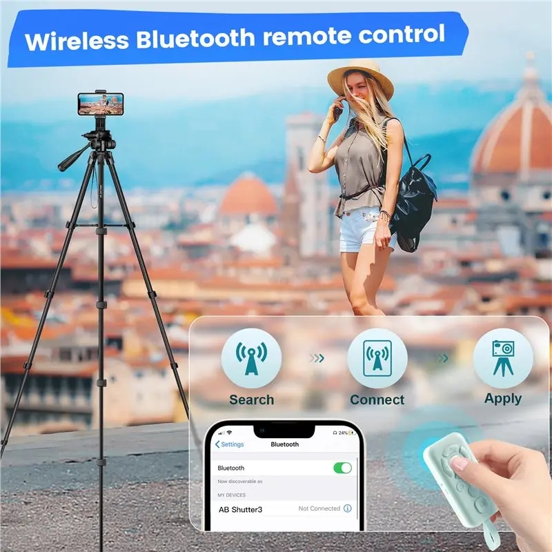 ABKN Portable Bluetooth Remote Control Selfie Stick Shutter Button, Wireless Controller for Mobile Phone Camera, Light Green