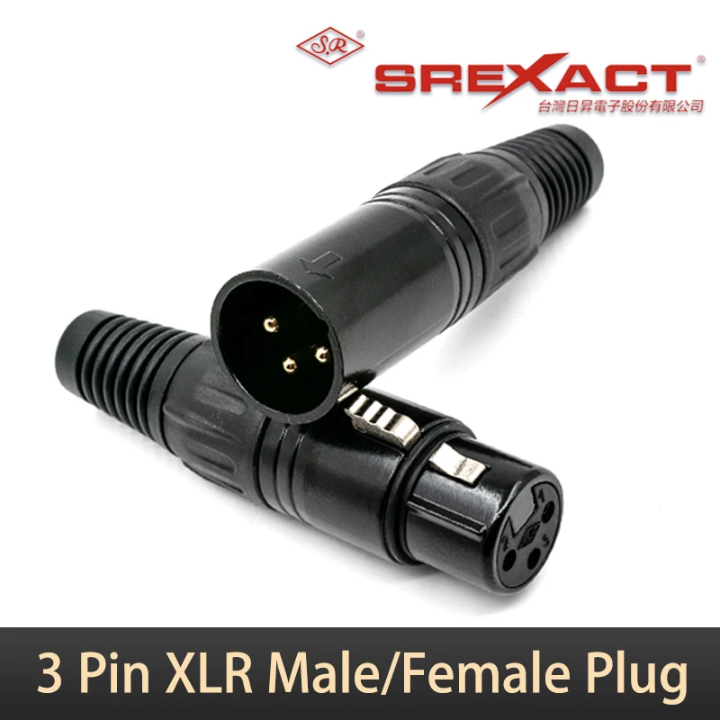 SREXACT 3pin XLR male plug, 3-core microphone cable plug, Cannon plug, audio signal cable plug Male XLR & female XLR