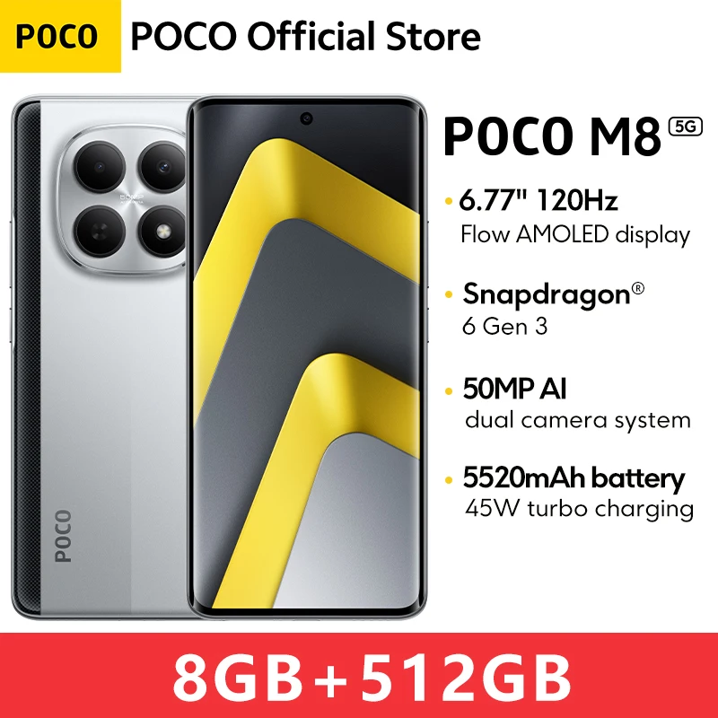 POCO M8 5G Global Version Smartphone 256GB 512GB Snapdragon® 6 Gen