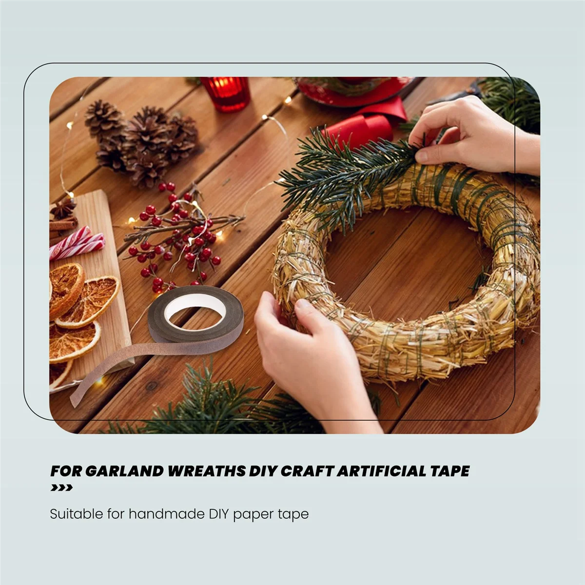 

Practical 30Yard 12mm Self-adhesive Paper Tape Floral Stem for Garland Wreaths DIY Craft Artificial Silk Flower（brown）
