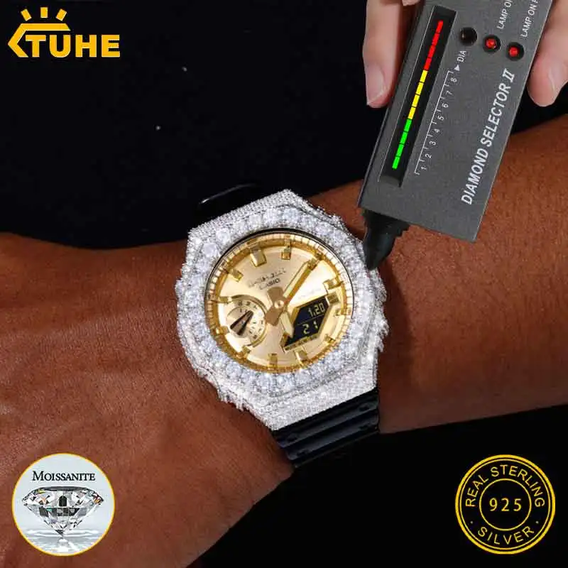 series-ga-2100as-watch-case-s925-silver-moissanite-replacement-sterling-silver-case-for-men's-hip-hop-jewelry-watch-accessories