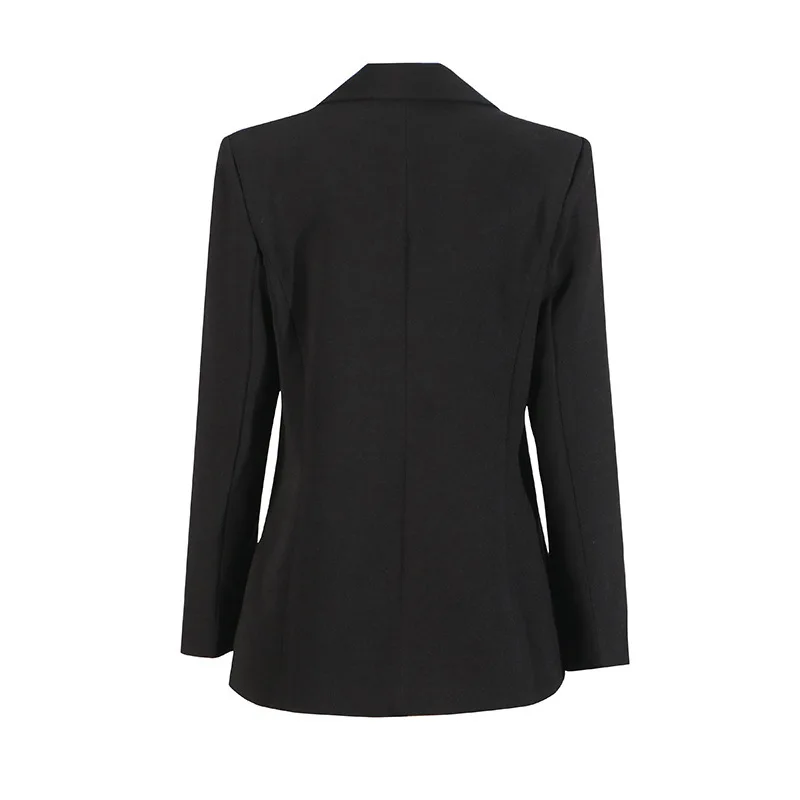 Eeovni diamante emendado flor design terno feminino preto gola entalhada manga longa botão blazer casaco moda 2026 novas roupas