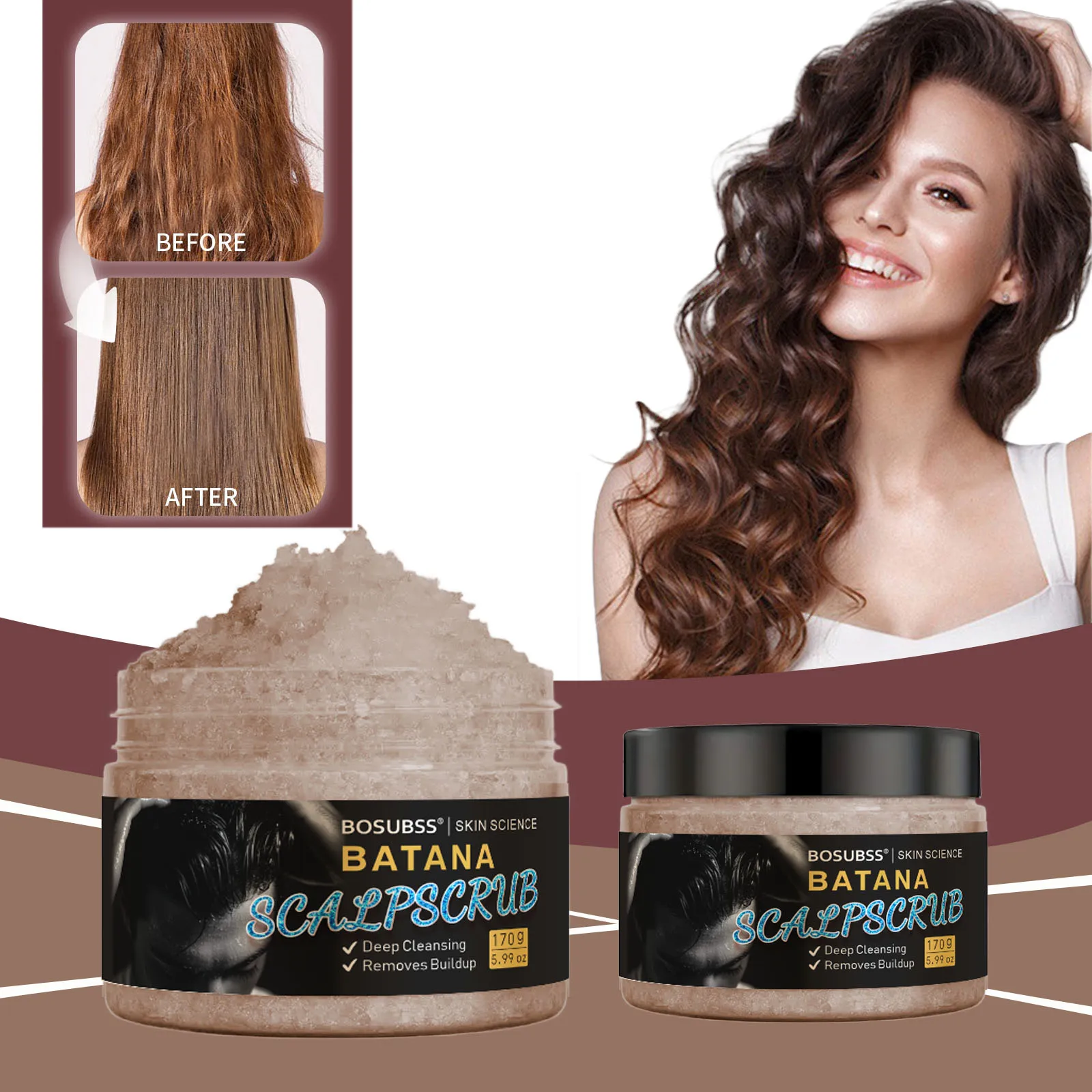 Exfoliante Capilar con Aceite de Batan, Limpieza Profunda del Cuero Cabelludo, Crema de Masaje Refrescante Anti-Grasa para un Cabello Saludable y Brillante
