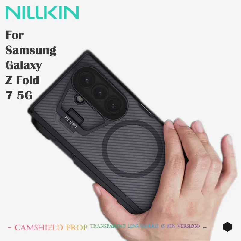

For Samsung Galaxy Z Fold 7, NILLKIN Magnetic Case, Slide Camera Cover, Rebound Hinge, Premium PC, Metal Frame, Hidden Kickstand