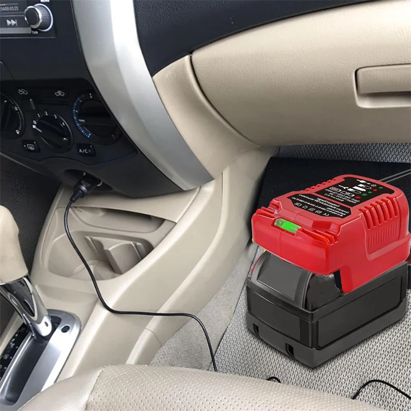 Portable Mini Charger for Makita/Dewalt/Milwaukee 18V Lithium Battery with Cigarette Lighter Plug Vehicle Li-ion Battery Charger