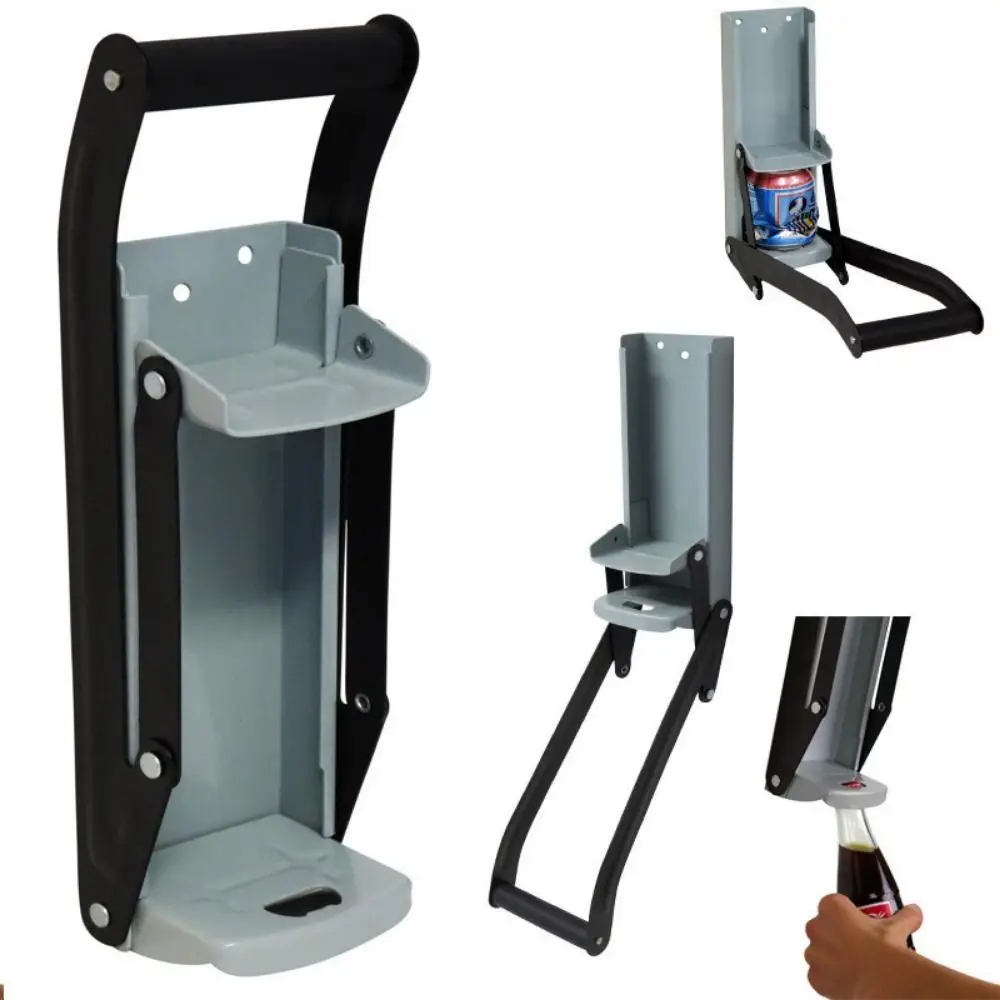 Heavy-Duty Steel Can Crusher Wall Mounted Non-Slip Handle Can Smasher Built-in Bottle Opener Compact Design Can Pressing Machine
