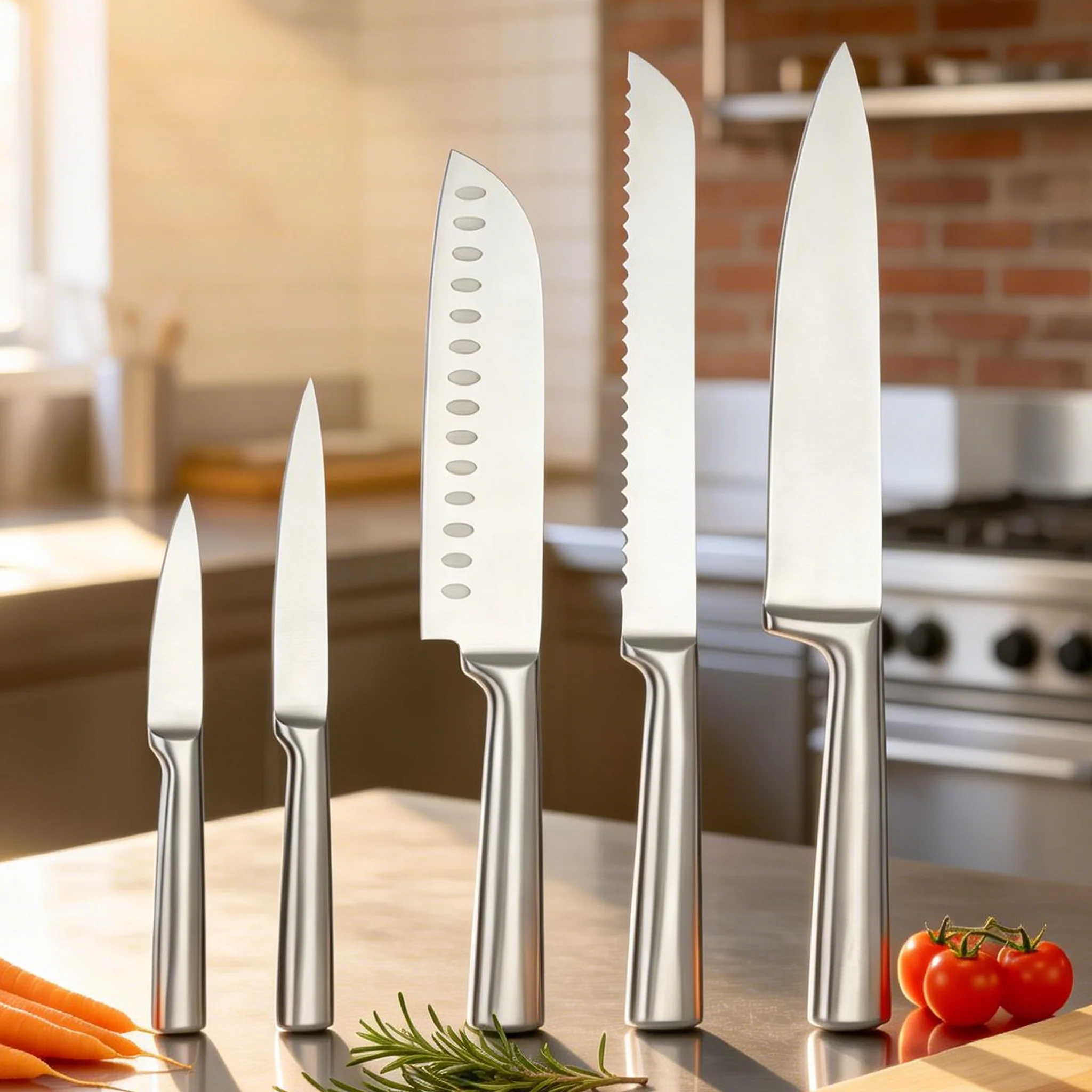 

Набор кухонных ножей, цельнометаллический набор из пяти предметов, кухонный нож из нержавеющей стали, универсальный нож, нож для хлеба, комбинация фруктовых ножей