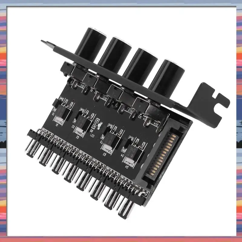 AC18 (garantido) 5X Pc 8 canales ventilador Hub 4 perilla ventilador de refrigeración controlador de velocidad para carcasa de Cpu HDD VGA Pwm ventilador Pci soporte alimentación por