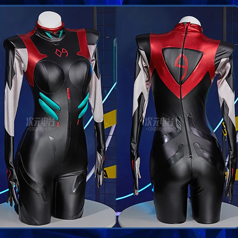 Anime Ayanami Rei Cosplay Costume Wigs Women Sexy Leather Jumpsuit Headwear Suit Racing Bodysuit Uniform Halloween Party Clothes