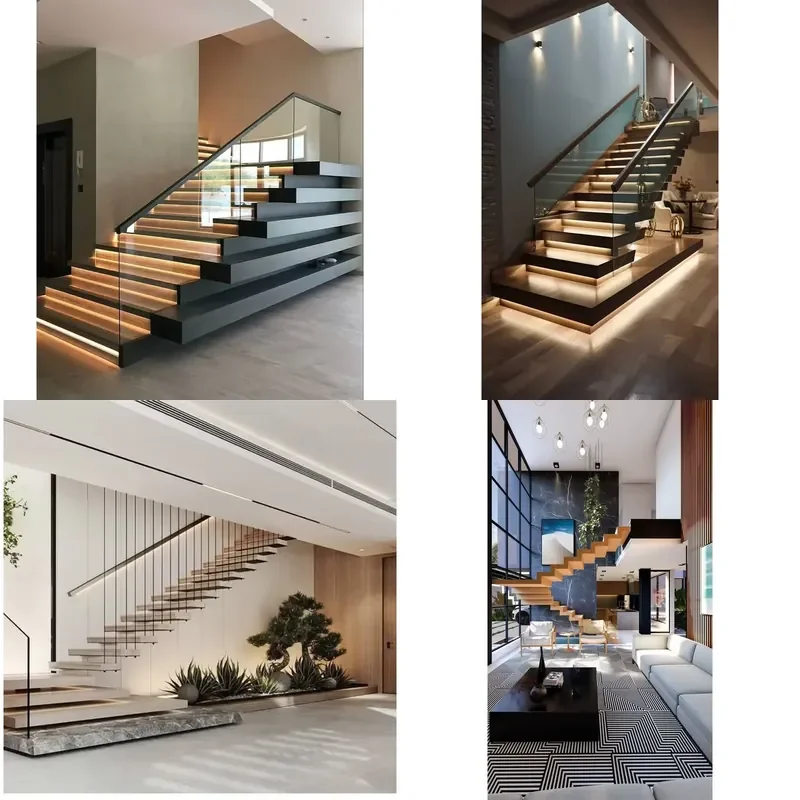 for Modern Indoor Floating Staircase with Invisible Wooden Single Stringer for Stylish Apartment Applications