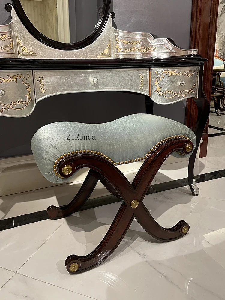 

Американский домашний столик для макияжа из цельного дерева, изысканный комод для спальни из красного дерева с золотой росписью