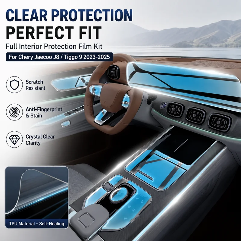 For Chery Jaecoo J8 Tiggo 9 2023-2025 TPU Clear Full Interior Protection Film Kit Scratch Shield Dashboard Screen Trim
