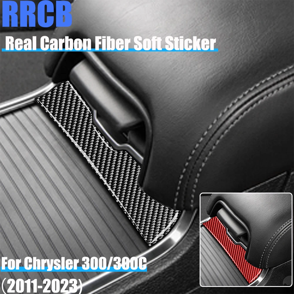 

Real Carbon Fiber Car Accessories Cup Holder Panel Decorative Trim Interior Cover Soft Sticker For Chrysler 300 300C 2011-2023