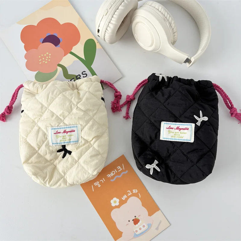 حقيبة مكياج بفيونكة مطرزة، حقيبة دلو برباط، حقيبة فرز ملحقات الحزمة، حقيبة تخزين مقاومة للغبار للكاميرا #1