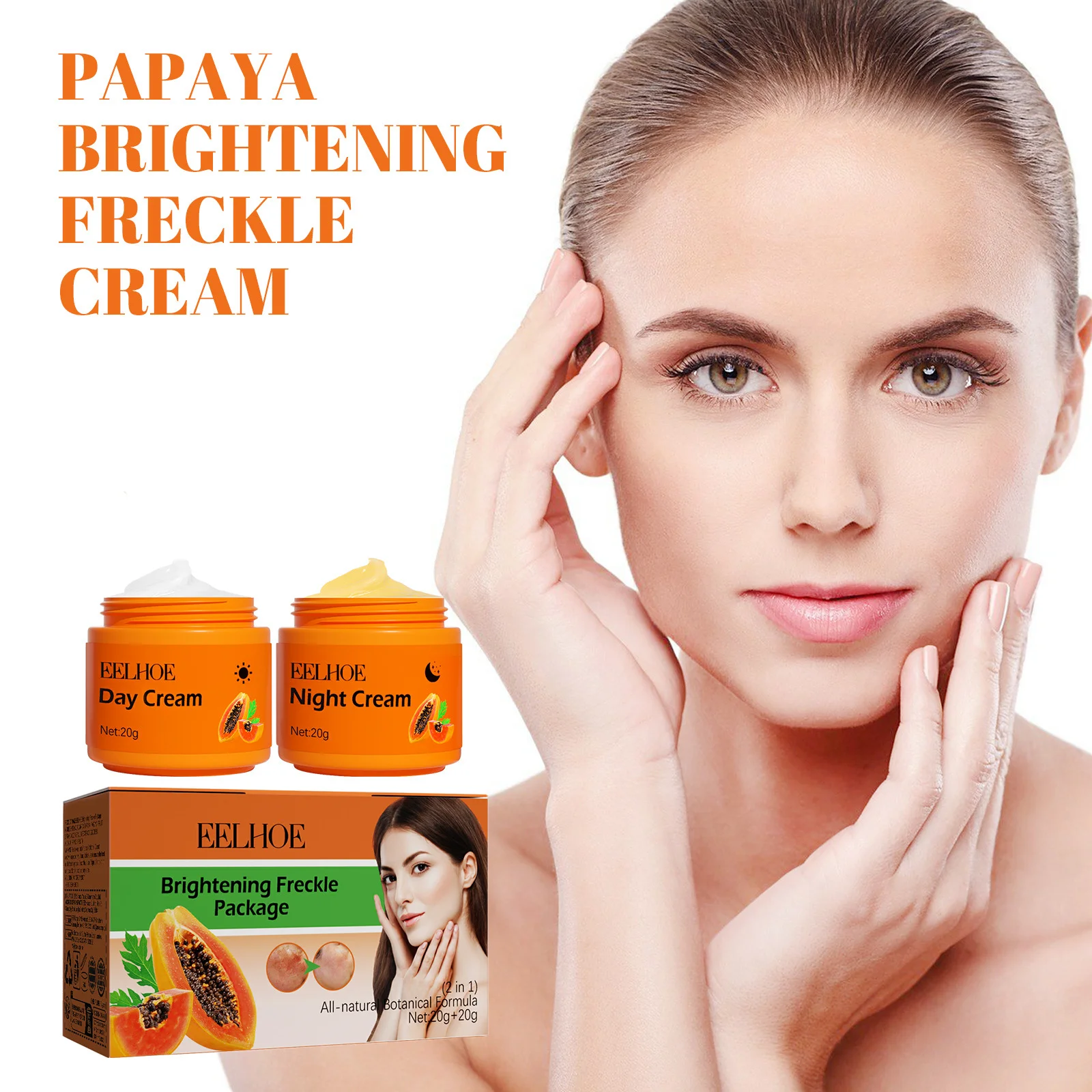 Crema Facial blanqueadora de Papaya, ilumina las pecas, elimina manchas oscuras del Melasma, hidratante para el cuidado de la piel Facial, día y