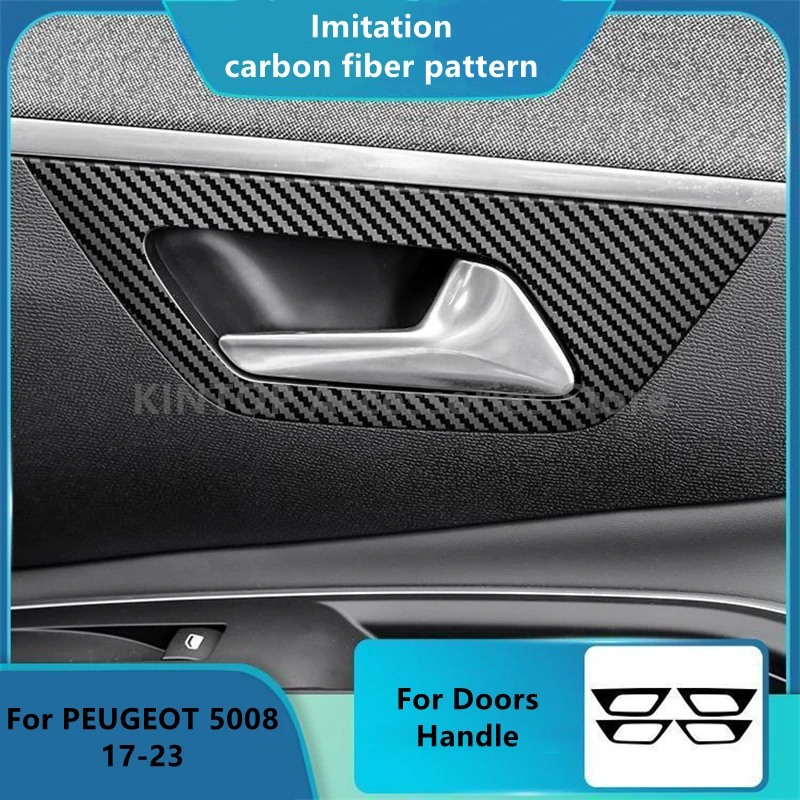 Padrão de Fibra de Carbono Adesivo, Película Protetora, Acessórios de Modificação Interior, Reajuste para Peugeot 5008 17-18