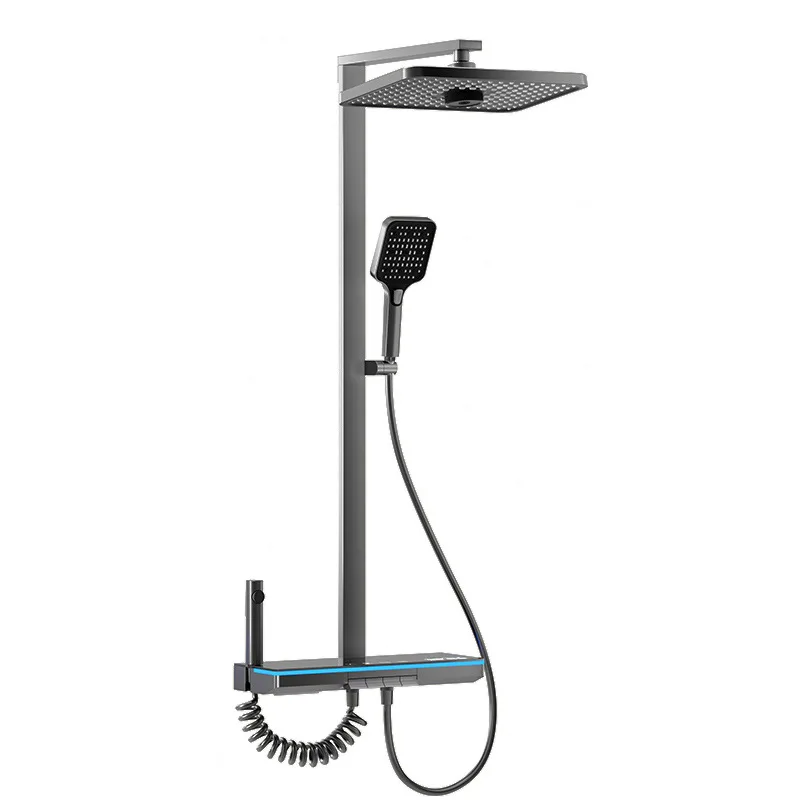 

Copper water road shower set, four-speed piano button digital display shower set
