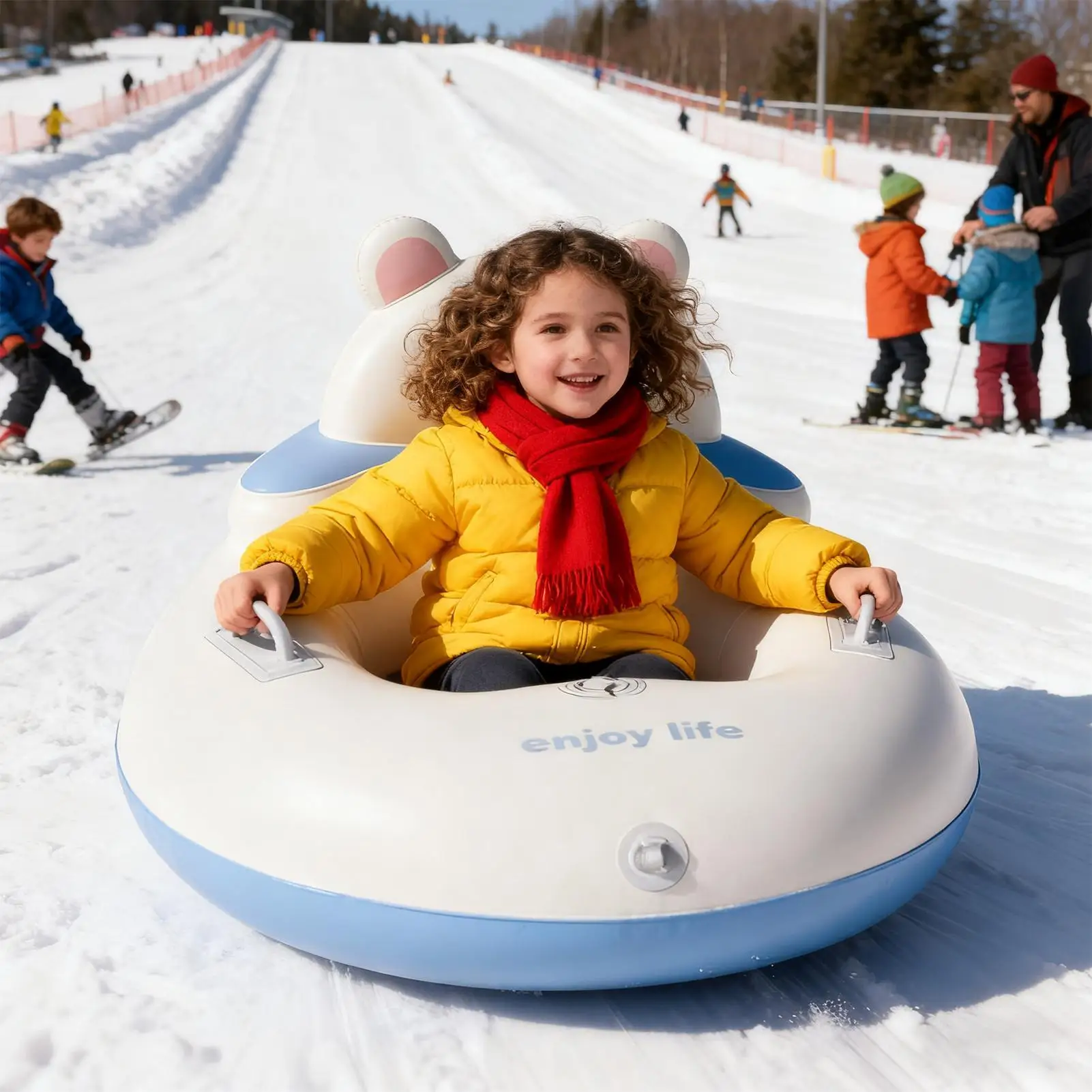 أنابيب الثلج للأطفال الشتاء نفخ لعبة التزلج مع مقابض تفجير زلاجات الثلج لحديقة الفناء الخلفي بارك ملعب الحديقة #1