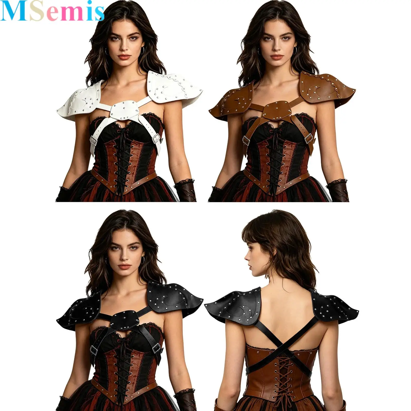 

1Pcs Steampunk-style Leather Studded Shoulder Armor Capelet Adjustable Armor Harness for Halloween Costume Accessories