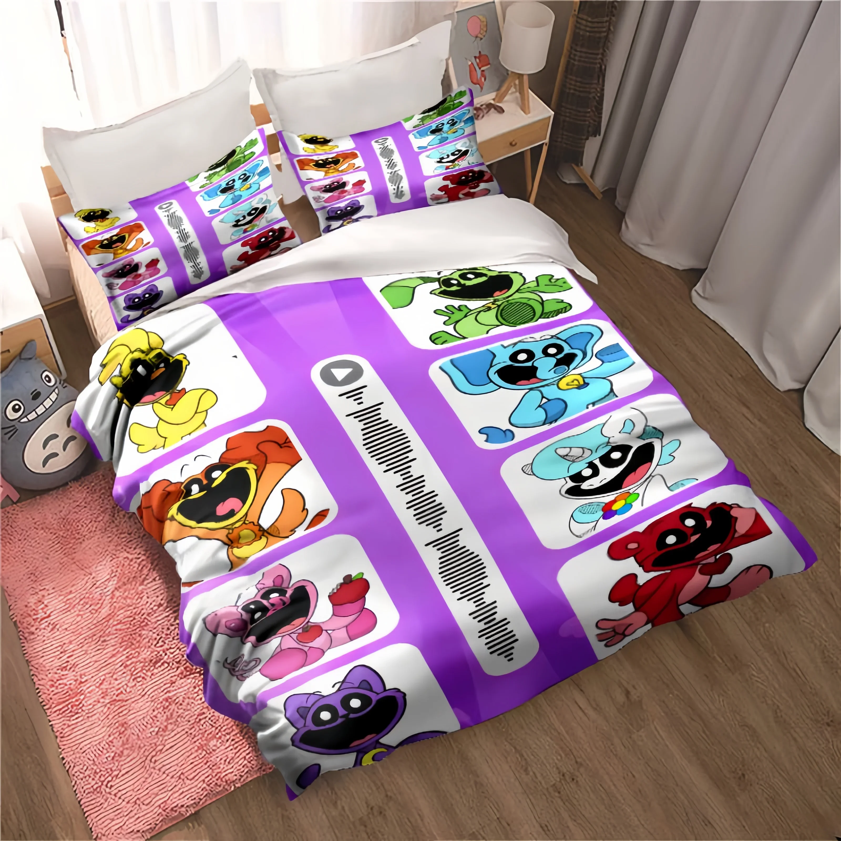 

Smiling Critters Bedding Set Single Twin Full birthday gift Size Bed Set Adult Kid Bedroom Duvetcover Sets Anime Bed Sheet Set