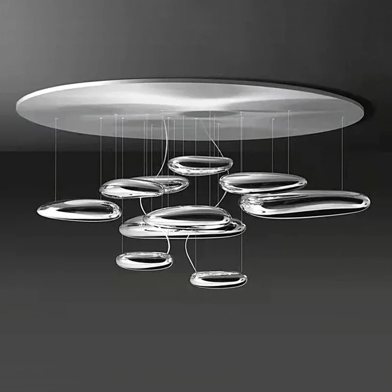 Lampe LED Suspendue en Acier Chromé au Design Moderne, Luminaire Décoratif d'Nik, Idéal pour un Salon, une Salle à Manger, une Cuisine, un Bar ou une Villa