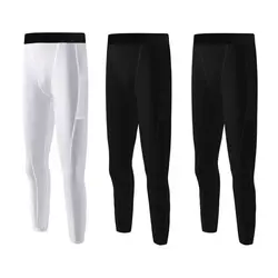 Bambini ragazzi Leggings a compressione bambini in esecuzione collant pantaloni pantaloni a compressione per adolescenti strato di Base esercizio Fitness pantaloni sportivi