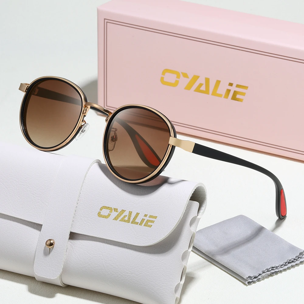 نظارات شمسية دائرية صغيرة عصرية من Oyalie، تمييز طعم الموضة الفريد، تفسير العناصر المستديرة وجماليات الموضة الفريدة من نوعها. مناسبة للحفلات ذات الطابع القديم وملابس العمل اليومي والمعارض الفنية والمناسبات الأخرى لمطابقة إكسسوارات الملابس.