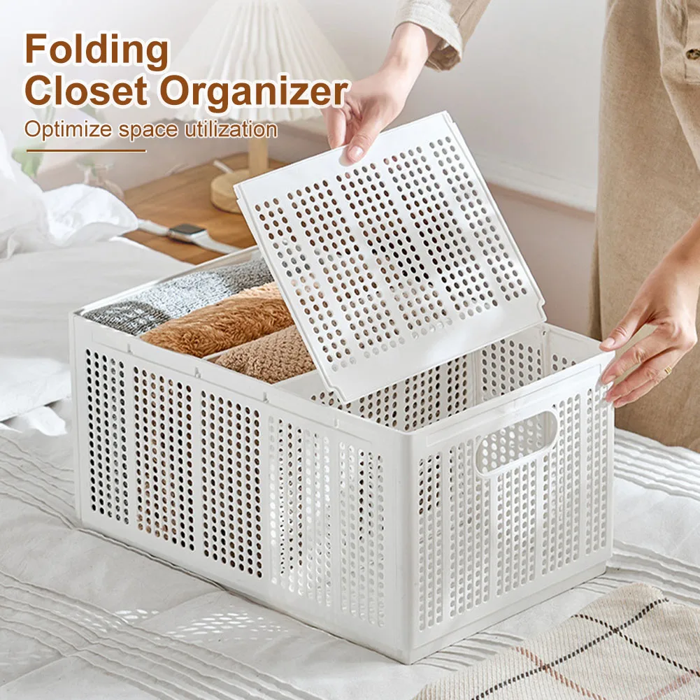 

Clothes Storage Box with Detachable Dividers, Wardrobe Organizer, Jeans Storage Box, 7 Grids, Folding Baskets