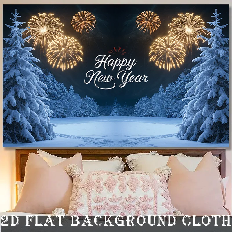 

VIKAMA Снежный Новый Лес Новогодний Гобелен Сосна Фейерверк Искусство Спальня Фон Стена Гостиная Украшение Подарок