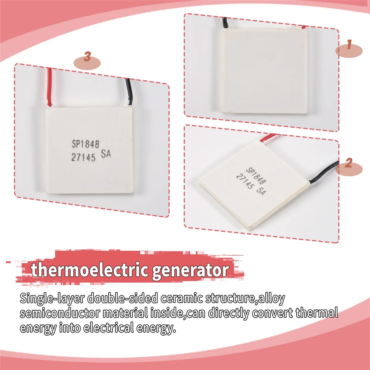 

ABAZJ Thermoelectric Peltier Module, High Temperature Thermoelectric Power Generator Peltier TEG 150Celsius,White 40X40mm