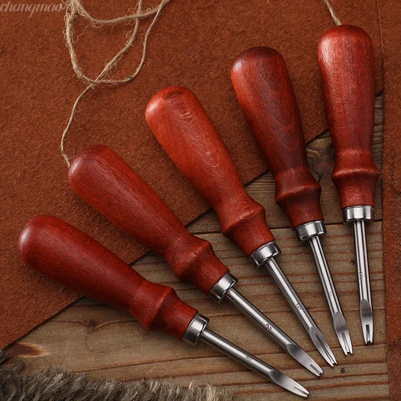 1pc Leather Edge Beveler Skiving Beveling Knife Cutting Hand Craft Tool with Wood Handle DIY Tools
