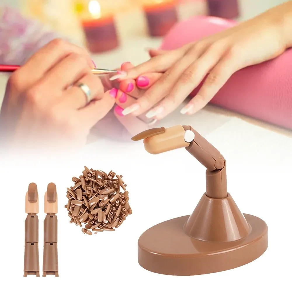 3pcs Bendable Joints Nail Training Finger Flexible Design Brown Base Adjustable Nail Practice Fingers Reusable