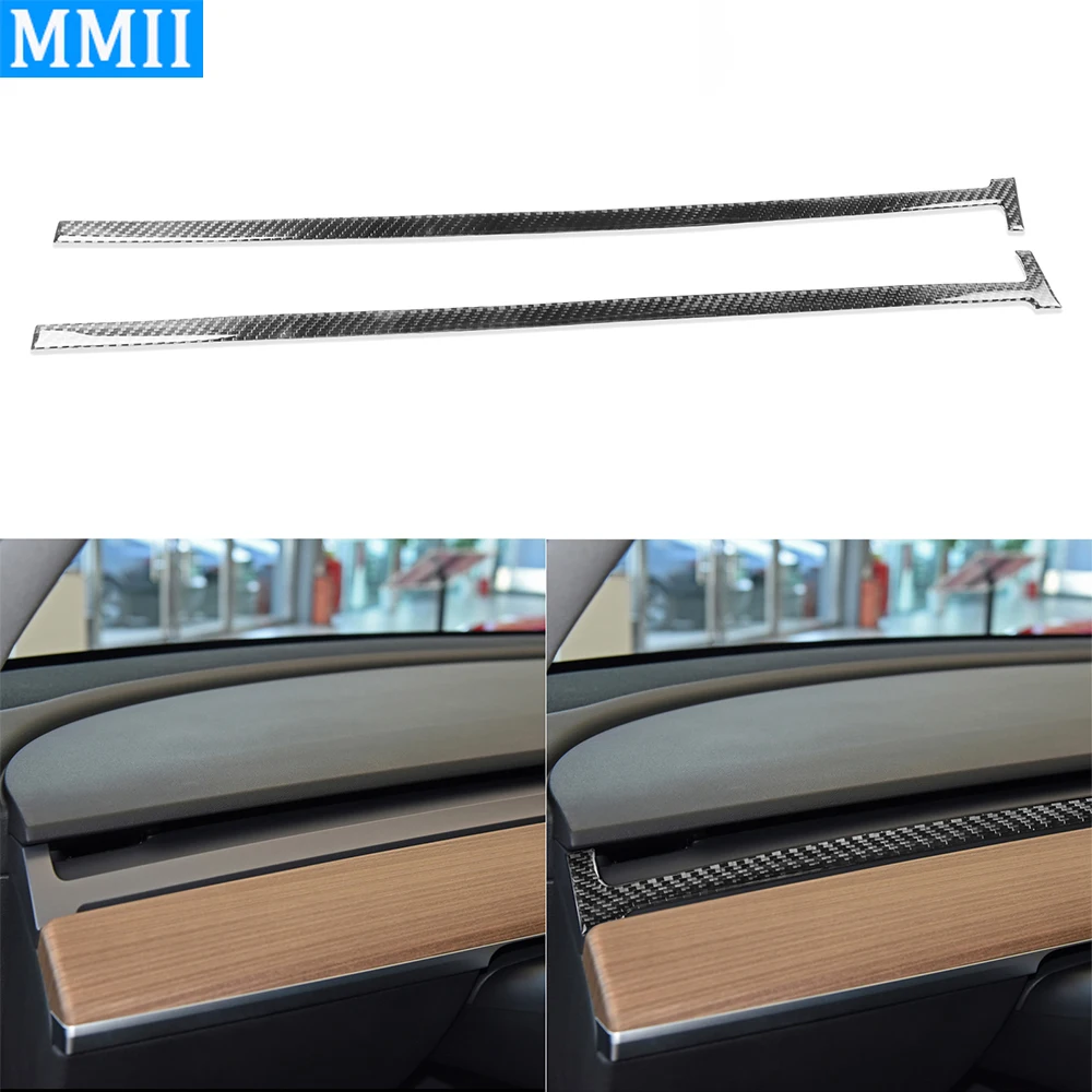 

For Tesla Model Y 2020+ Model 3 2017-2022 Carbon Fiber Center Dashboard Panel Decorative Strips Car Interior Accessories Sticker