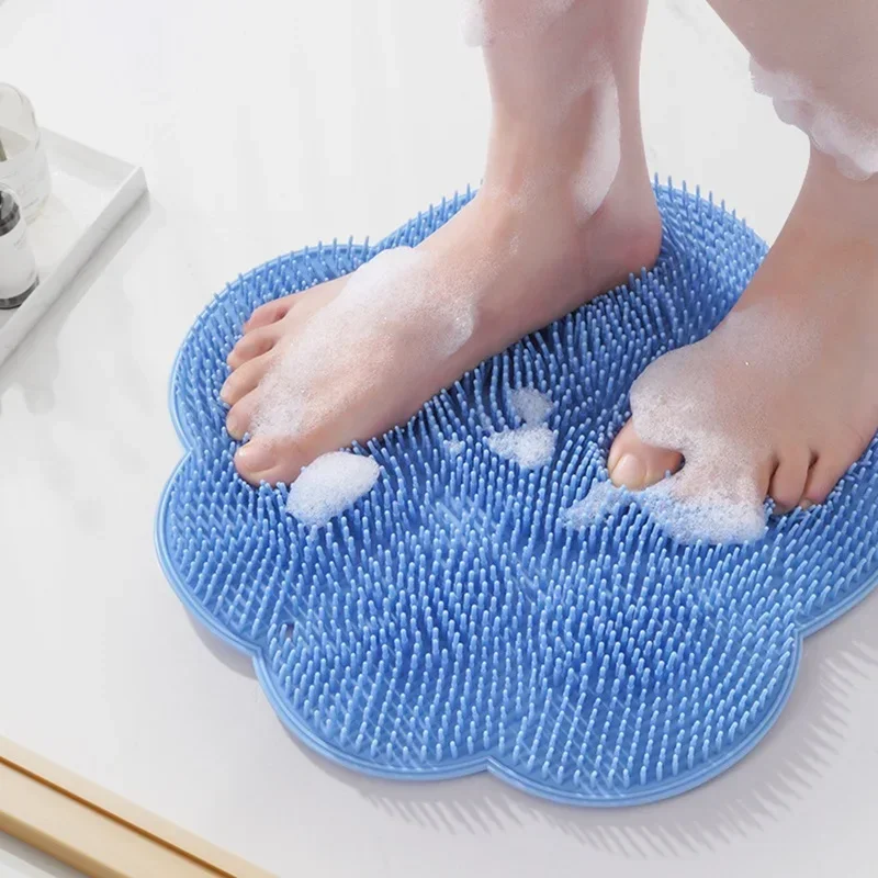 1PC Silicone Shower Back Massage Reusable Cleaning Brush Shower Feet Wash Mat Multifunction Sucker Wall Mat Foot Arms Body Bath