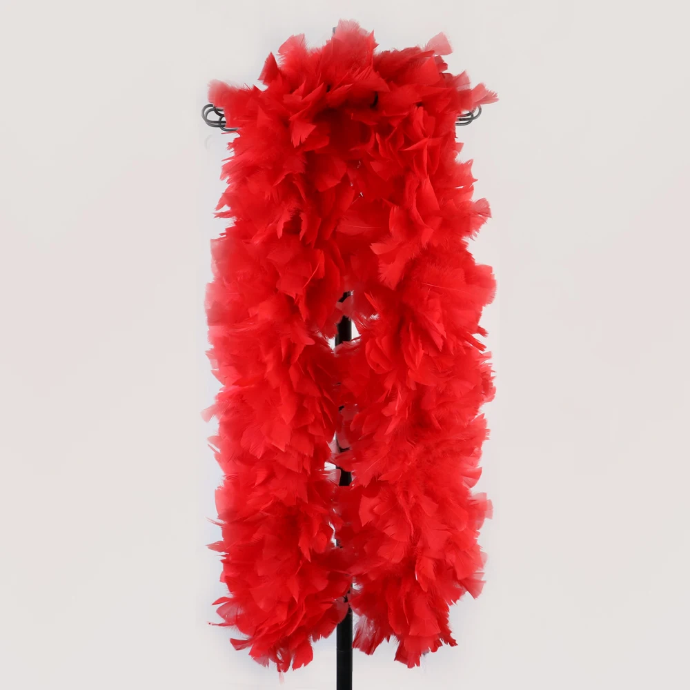 

200Gram Fulffy Red Turkey Feather Boa 2 Yards Big Feathers Scarf Decorative Wedding Party Clothes Dress Shawl Decoration Crafts